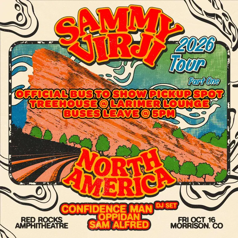 Sammy Virji Bus To Show Pickup Spot en Larimer Lounge