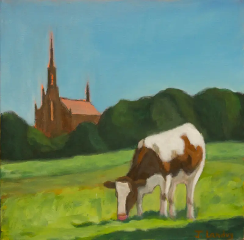 Vernissage de l'exposition Paysages des alentours : peintures de Jean Landry à Monument Lefebvre