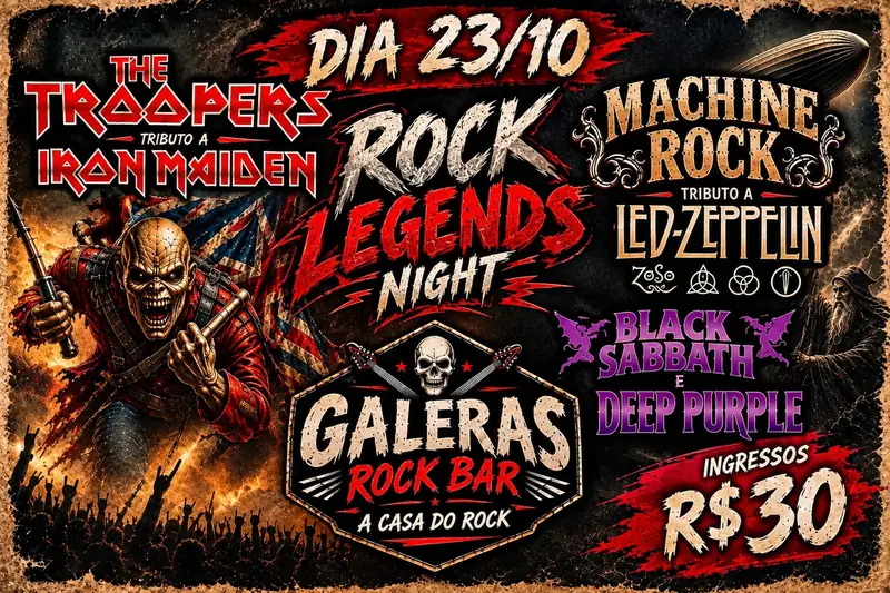 Rock Legends Night Uma Noite de Muito Rock Clássico! in Galera's Rock Bar