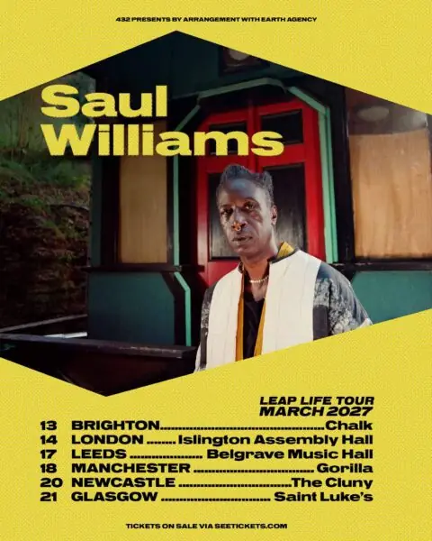 432 Presents: Saul Williams – The Leap Life Album Tour à Saint Luke's