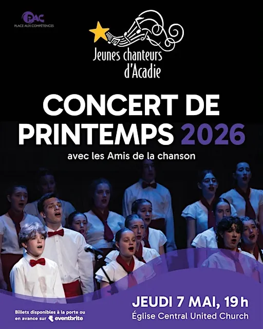 Concert de printemps 2026 des Jeunes Chanteurs d'Acadie à Central United