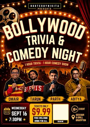 Bollywood Trivia and Stand Up Comedy Night à Desi Bar & Grill (Brampton)