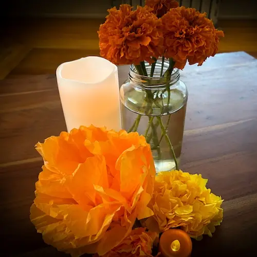 Paper Marigold Garlands at Colorado Springs Fine Arts Center