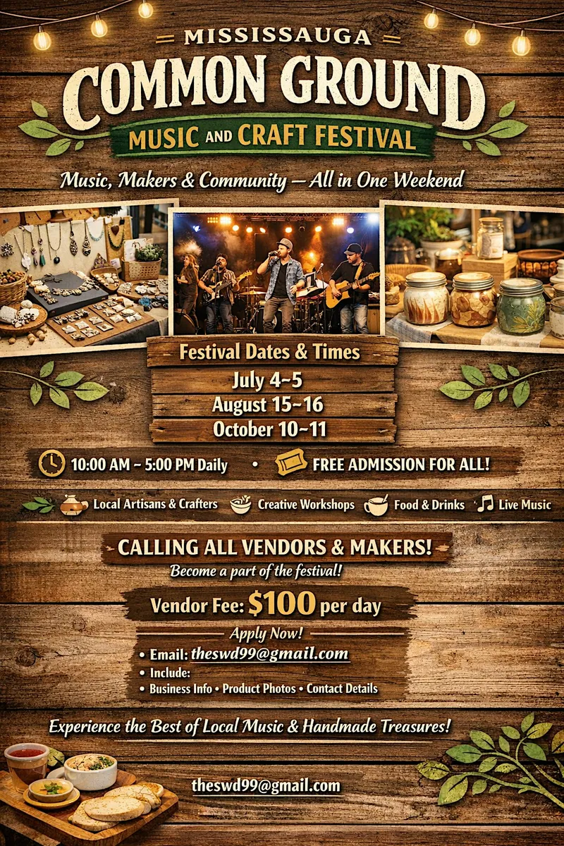 THE MISSISSAUGA COMMON GROUND MUSIC AND CRAFT FESTIVAL at 6900 Airport Rd