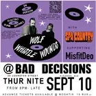 MisfitDeo w/Wolf Whistle Wounds and Spa Country Band at Bad Decisions Bar