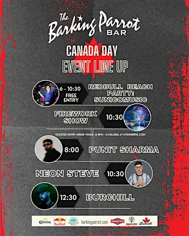 THE BARKING PARROT PRESENTS: CANADA DAY at The Barking Parrot
