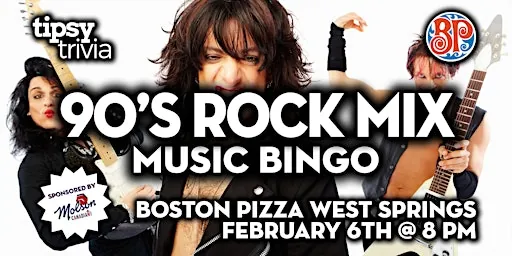 Calgary: BP's West Springs - 90's Rock Mix Music Bingo à Boston Pizza
