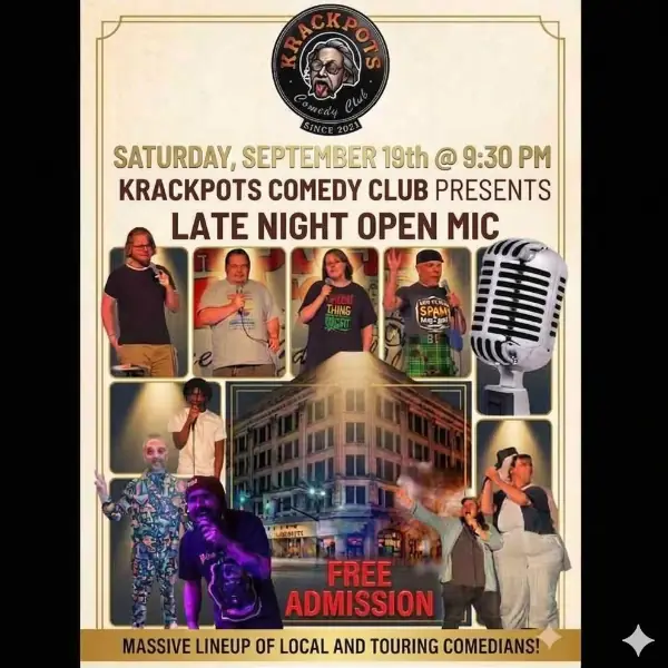 **** FREE **** LATE NIGHT SATURDAY OPEN MIC à Krackpots Comedy Club