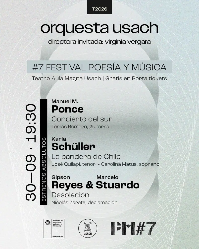 FESTIVAL POESÍA & MÚSICA: ORQUESTA USACH - REYES / STUARDO / PONCE / SCHÜLLER - TEATRO AULA MAGNA at Teatro Aula Magna USACH