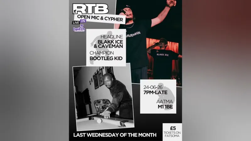 RTB Open Mic & Cypher – Ice & Caveman Headline & Bootleg Kid Champion