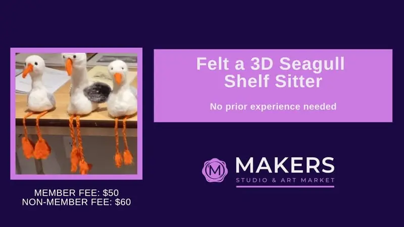 Felt a 3D Seagull Shelf Sitter at Makers Studio & Art Market