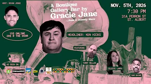 A Boutique Gallery Bar by Gracie Jane… Does A Comedy Show en A Boutique Gallery Bar by Gracie Jane