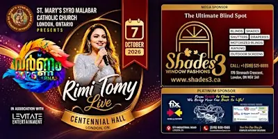 Rimi Tomy Live Concert – Varnam 2026 à Centennial Hall