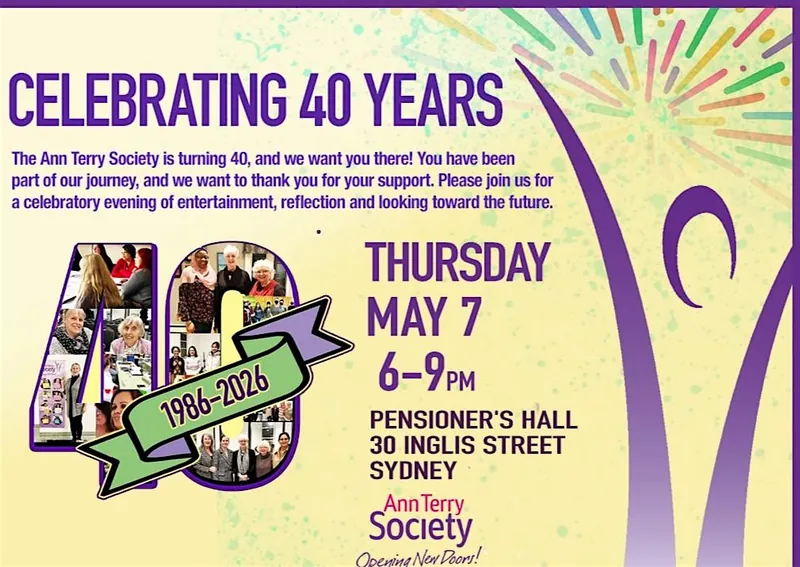 Celebrating Ann Terry Society's 40th Anniversary à Steelworker's and Sydney Pensioner's Club
