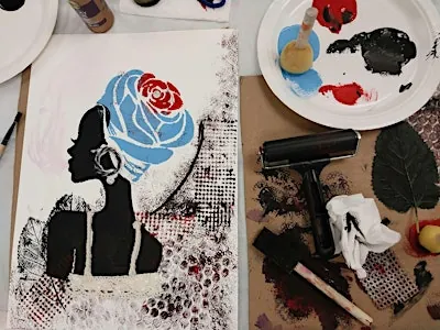 Woman Stencil Printmaking Workshop