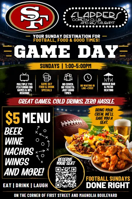 49ers Game Day Burbank à Flappers Comedy Club