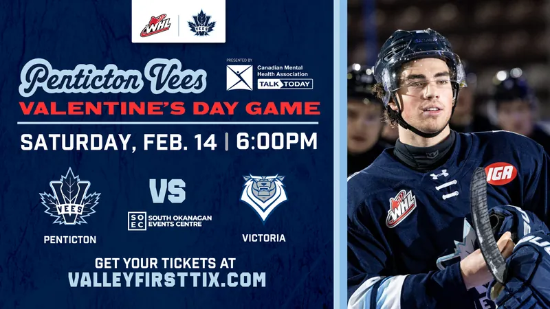 Vee-Lentine’s Day Game 💙 at South Okanagan Events Centre