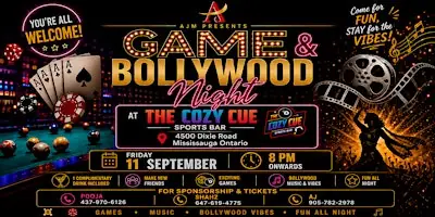 Game & Bollywood Night – Games, Music, Mingling & Bollywood Vibes à The Cozy Cue Sports Bar