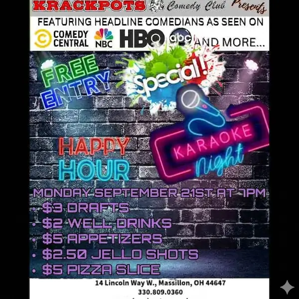 **** SPECIAL EVENT KARAOKE NIGHT **** FREE KARAOKE NIGHT at Krackpots Comedy Club