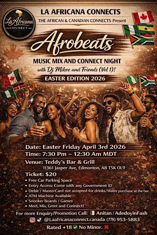 Afrobeats Music Mix and Connect night at Teddy's Bar & Grill