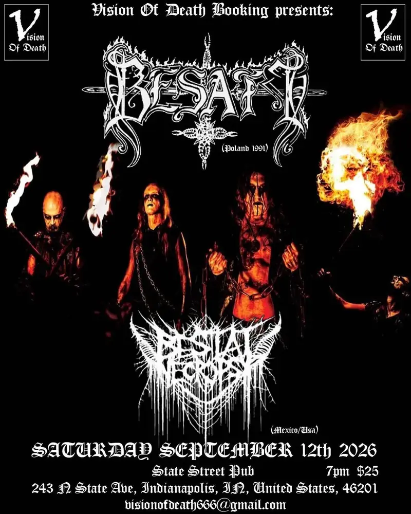 Stranger Attractions presents BESATT (Poland) / BESTIAL NECROPSY (Mexico / USA) & more à State Street Pub