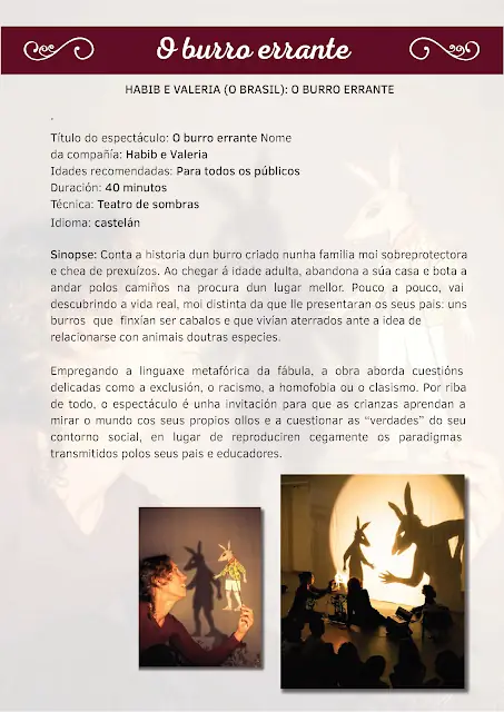 SALA GURUGÚ PRESENTA XIV FESTIVAL INTERNACIONAL DE TITERES DA CORUÑA GALICREQUES XXXI OCTUBRE INICIA O FESTIVAL O DOMINGO 11 ÁS 12:30H. CIA HABIB E VALERIA (BRASIL) O BURRO ERRANTE at Sala Gurugú