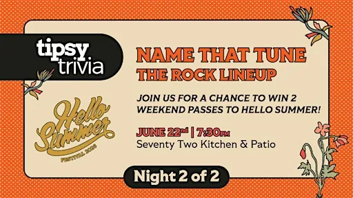 Fort McMurray: 72 Kitchen - Rock Lineup Name That Tune at Seventy Two Kitchen & Patio