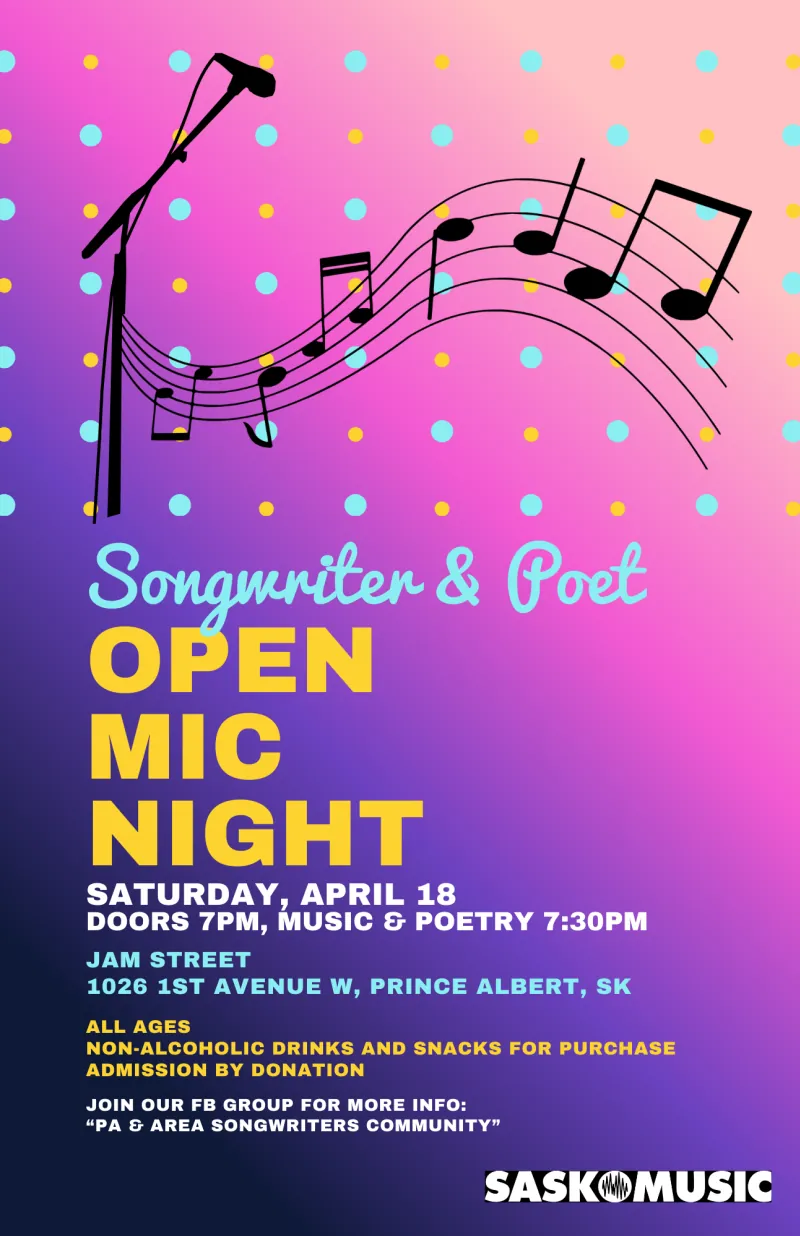 Songwriters' & Poets' Open Mic - Spring Edition at Saskatoon