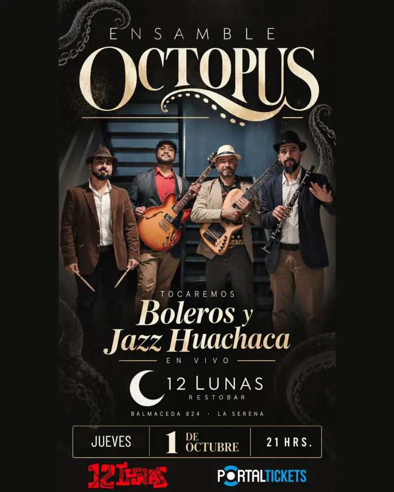 ENSAMBLE OCTOPUS: BOLEROS at 12 Lunas Restobar