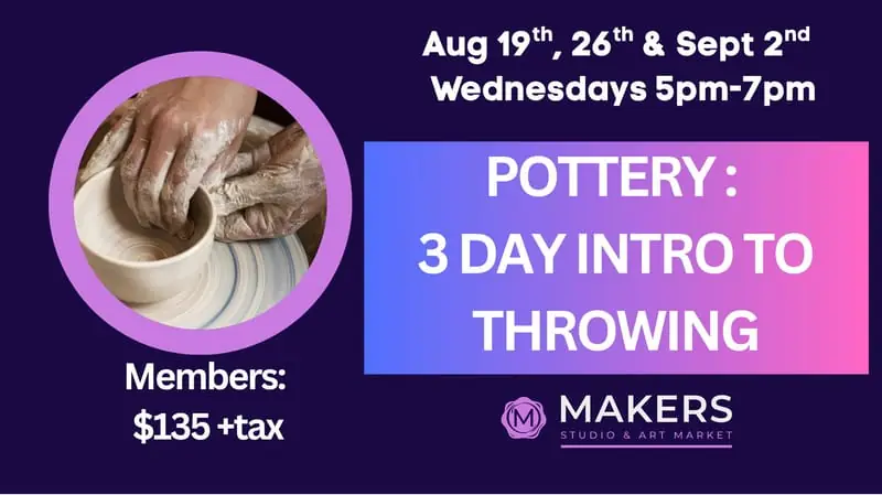 Pottery: 3 Day Intro to Throwing 5 at Windsor Makers Studio