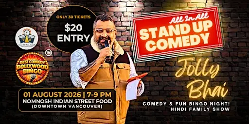 Desi Comedy BOLLYWOOD BINGO™ en NOMNOSH - KATHI ROLLS . MOMOS