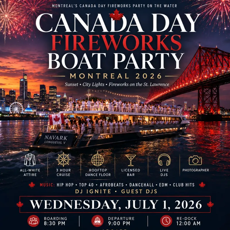 CANADA DAY FIREWORKS BOAT PARTY MONTREAL 2026 at Montreal Boat Parties