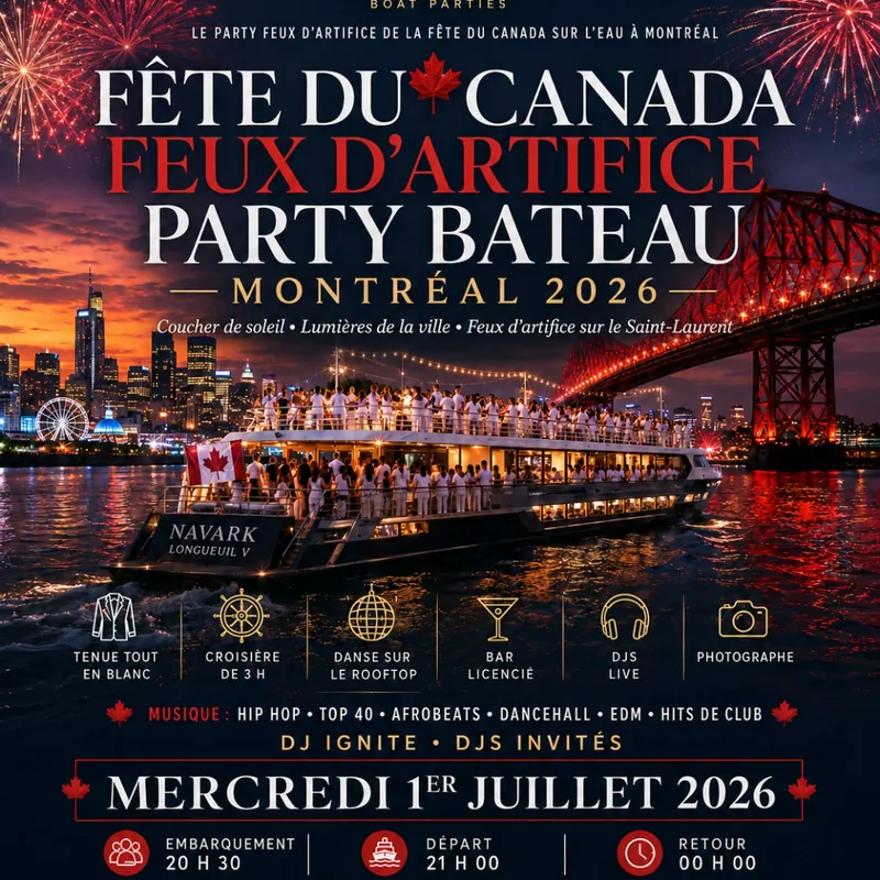 FÊTE DU CANADA FEUX D'ARTIFICE BATEAU MONTRÉAL 2026 at Montreal Boat Parties