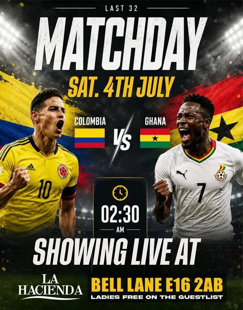 MATCHDAY LIVE - COLOMBIA VS GHANA ( SATURDAY 4TH JULY KICKOFF )