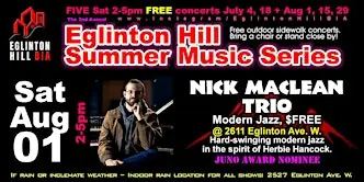 Free Jazz Concerts: Nick Maclean Trio at 2611 Eglinton Ave W