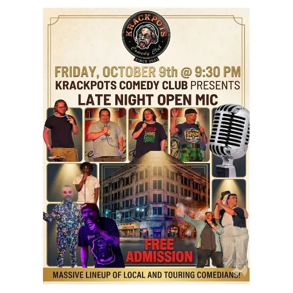 **** FREE **** LATE NIGHT SATURDAY OPEN MIC à Krackpots Comedy Club
