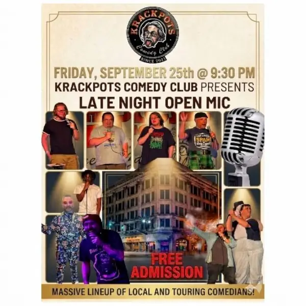 **** FREE **** LATE NIGHT FRIDAY OPEN MIC at Krackpots Comedy Club