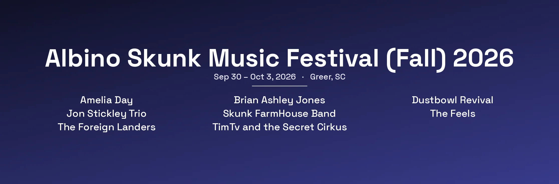 Albino Skunk Music Festival (Fall) 2026
