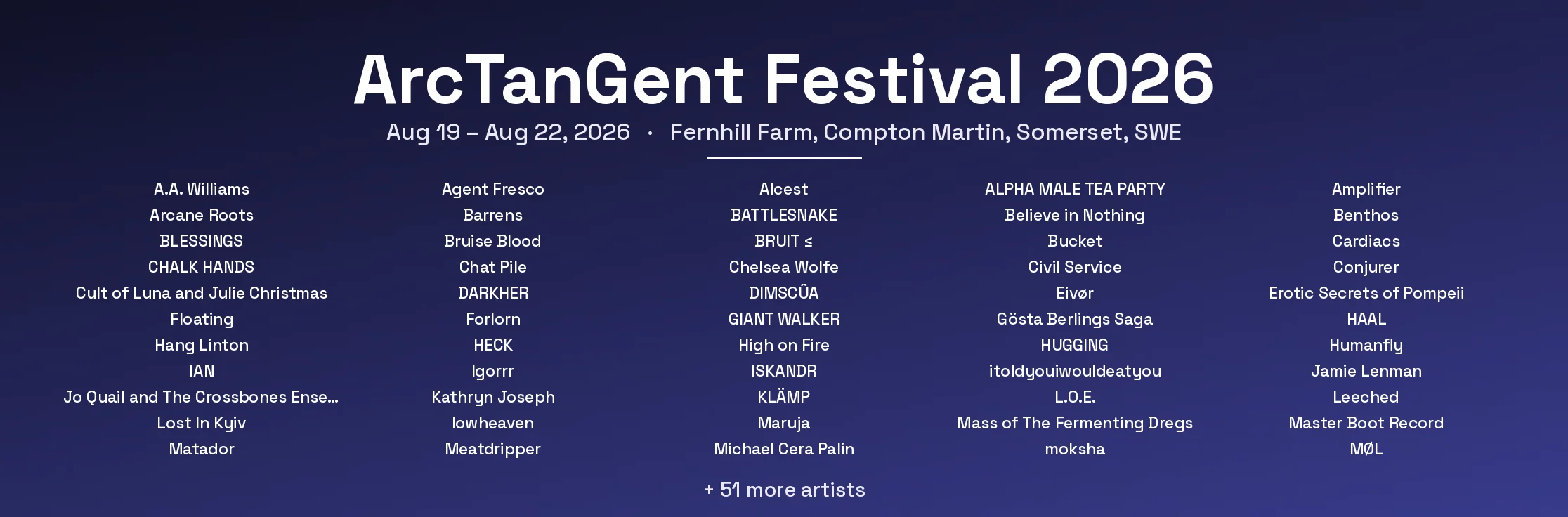 ArcTanGent Festival 2026
