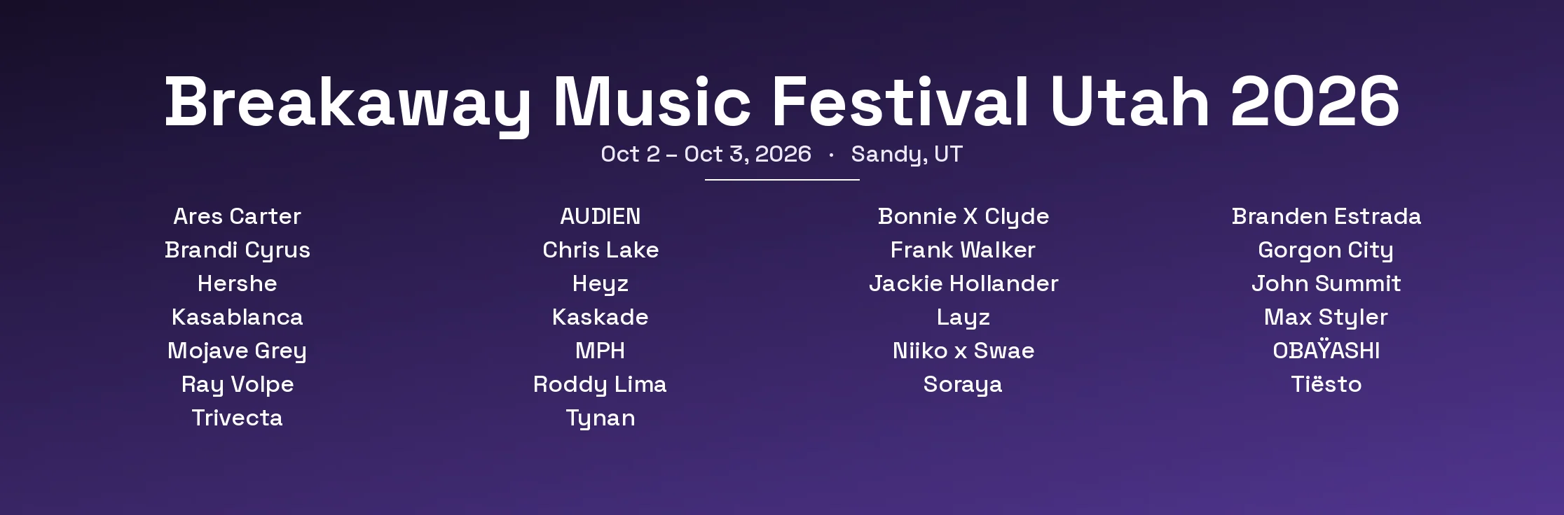Breakaway Music Festival Utah 2026