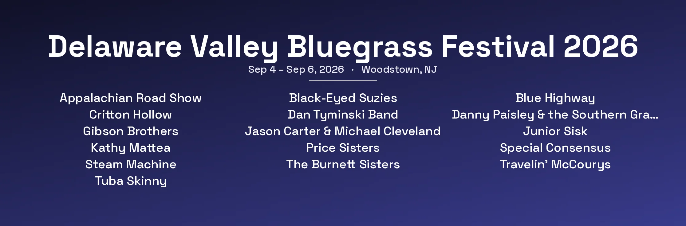 Delaware Valley Bluegrass Festival 2026