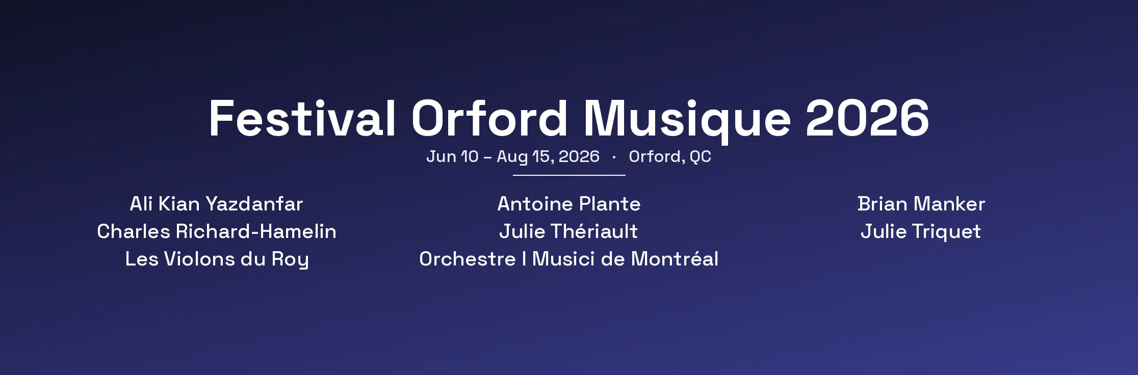 Festival Orford Musique 2026