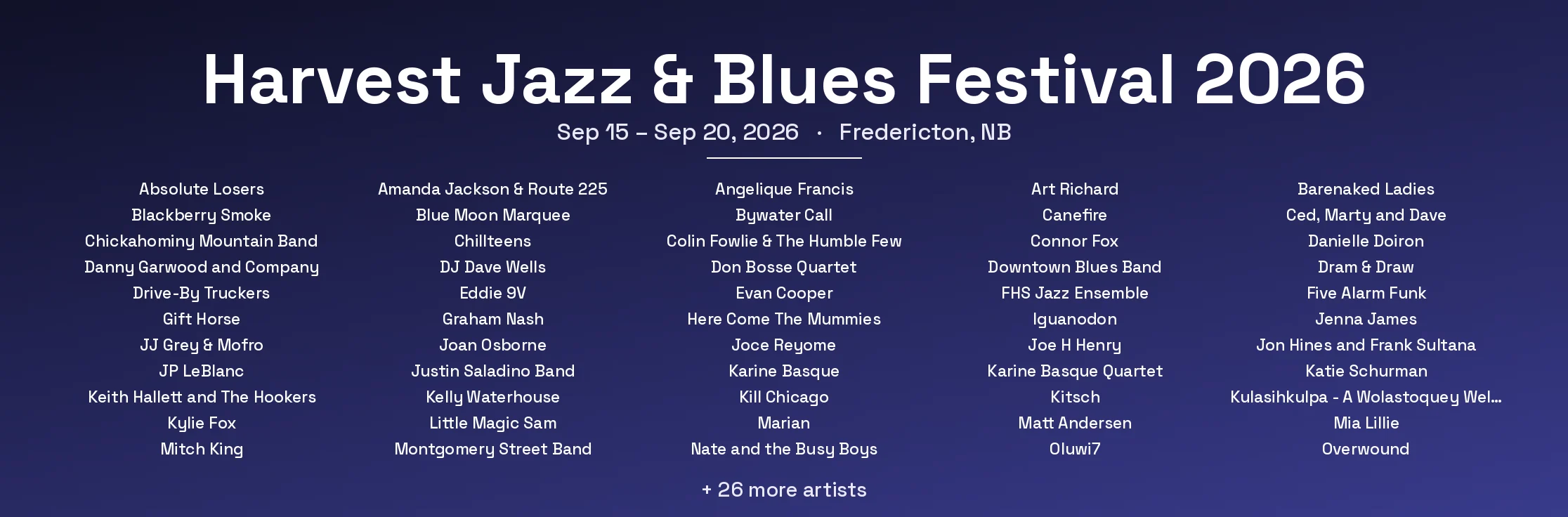 Harvest Jazz & Blues Festival 2026