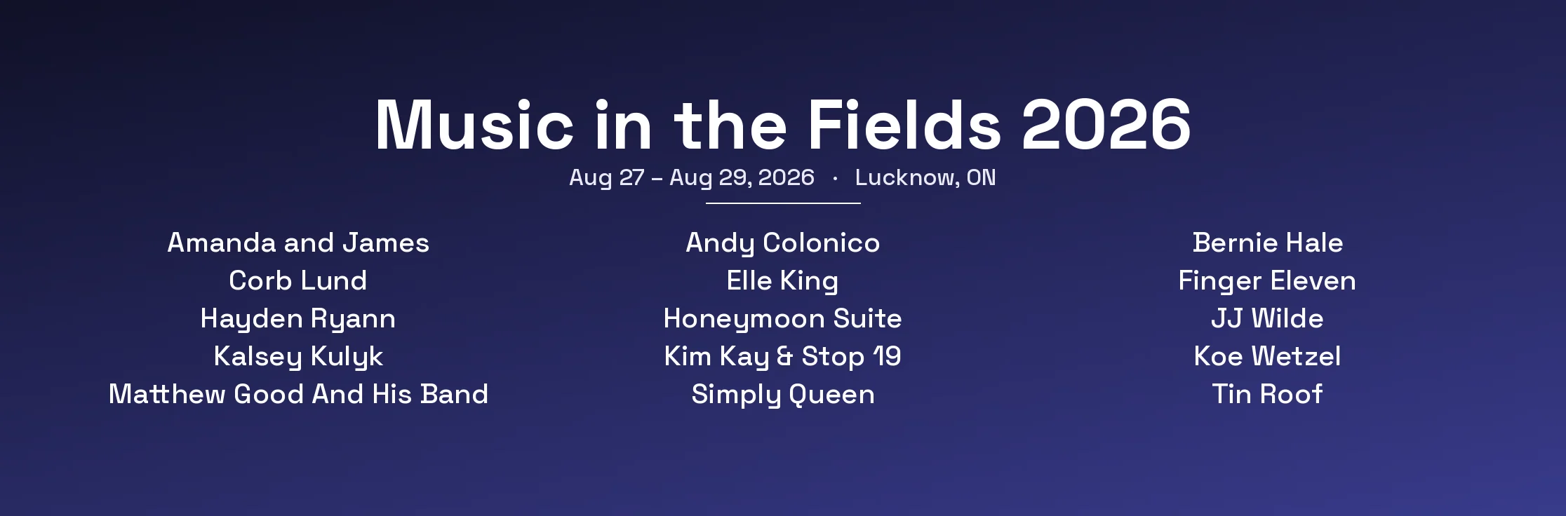 Music in the Fields 2026