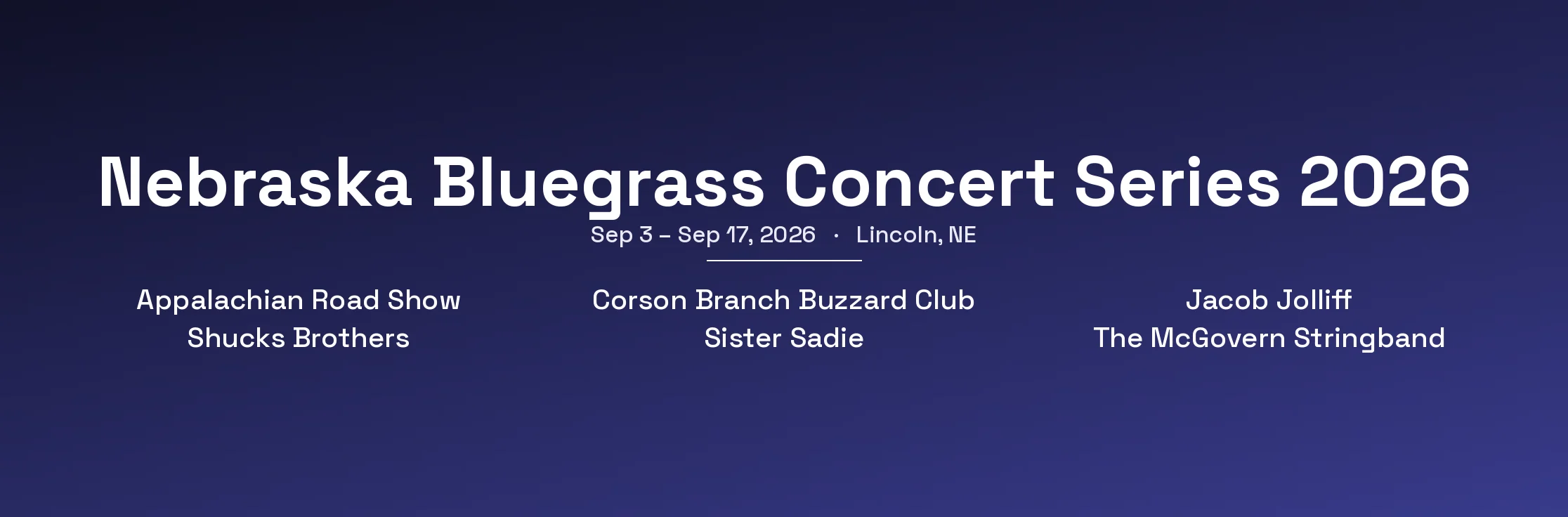 Nebraska Bluegrass Concert Series 2026