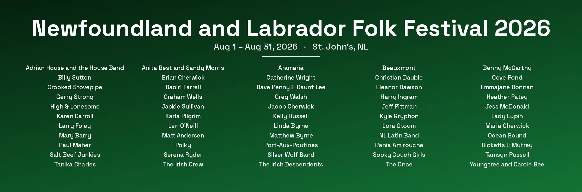 Newfoundland and Labrador Folk Festival 2026