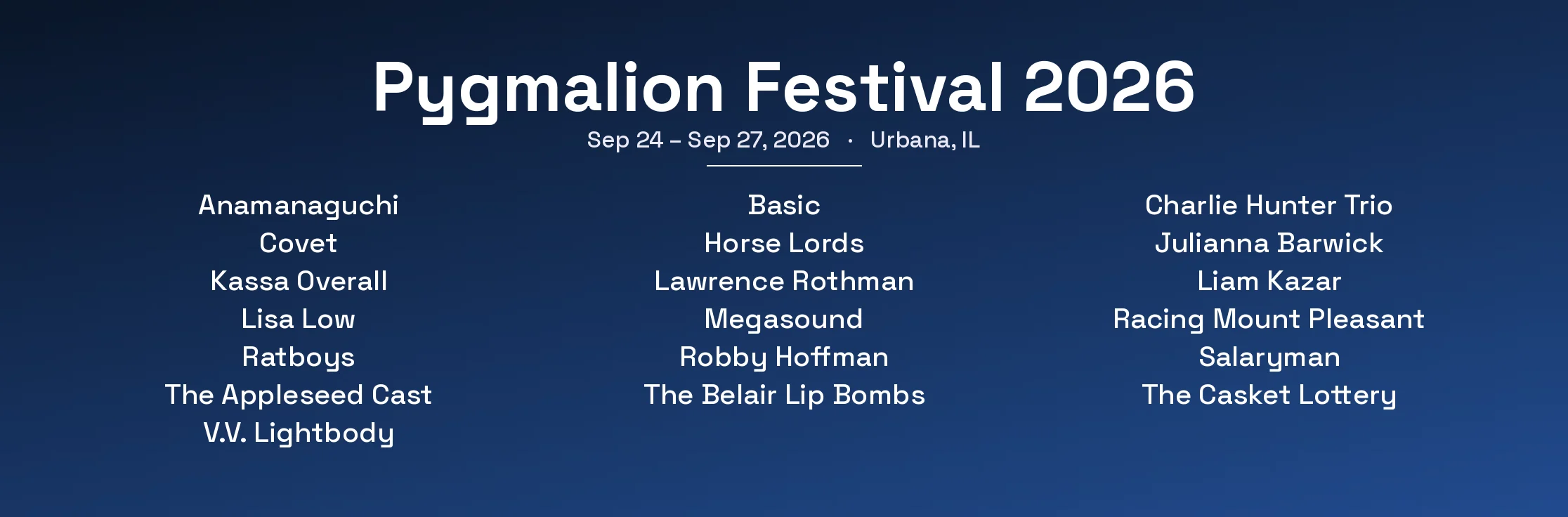 Pygmalion Festival 2026
