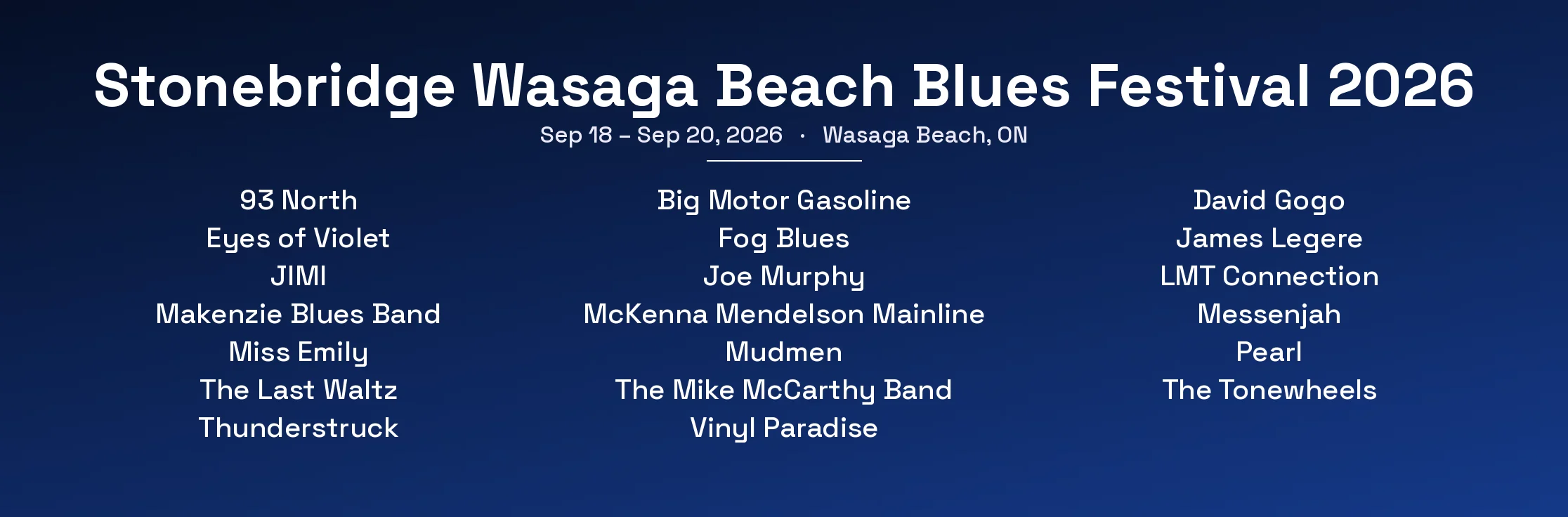Stonebridge Wasaga Beach Blues Festival 2026