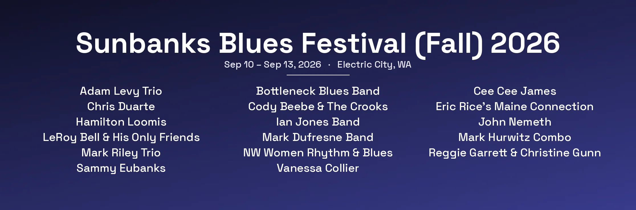 Sunbanks Blues Festival (Fall) 2026